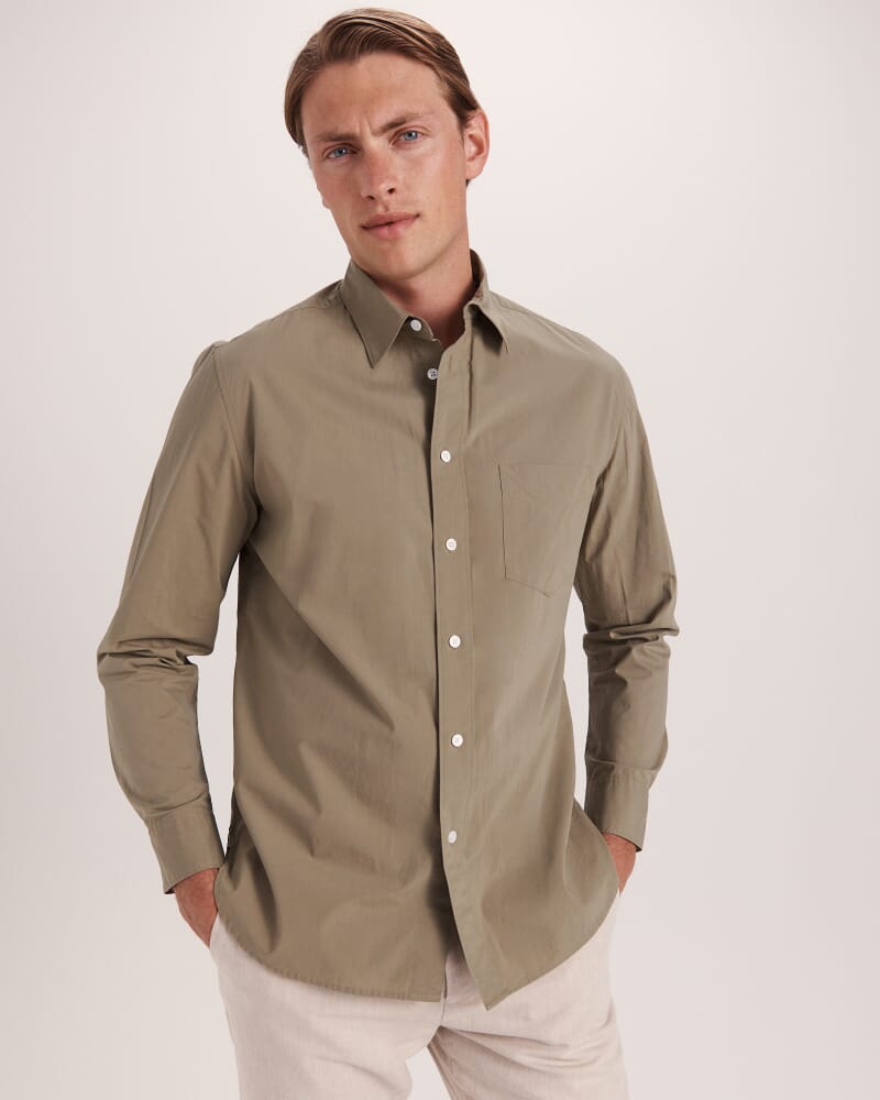 Ethan Poplin Casual Shirt in KHAKI