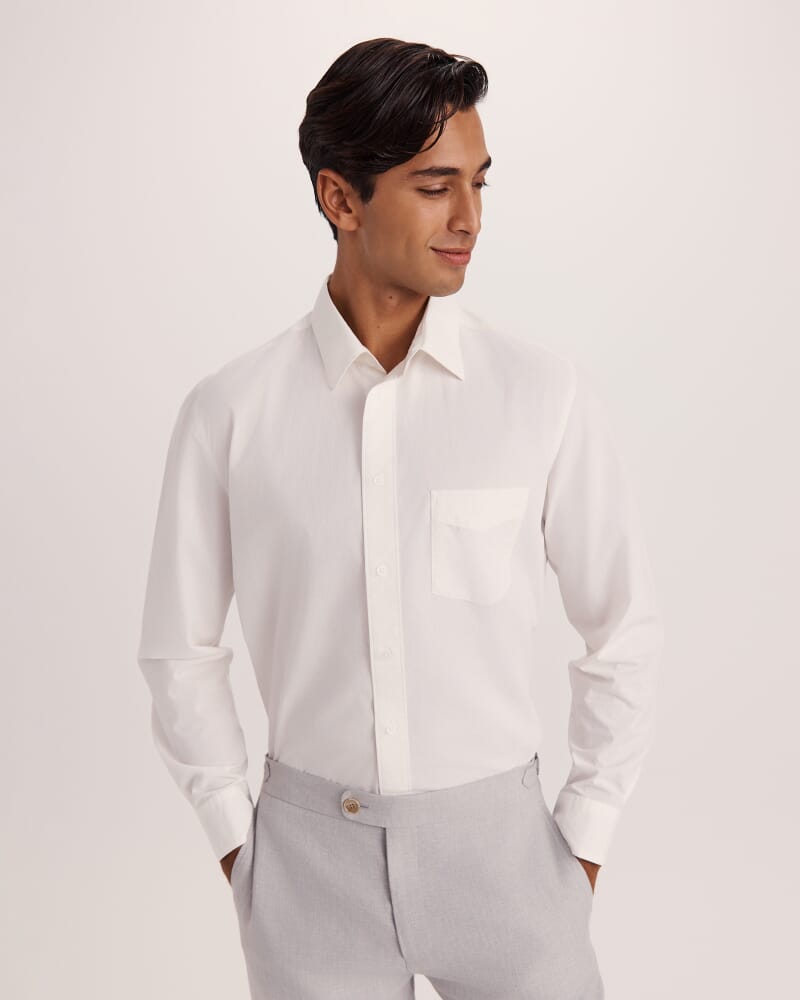 Ethan Poplin Casual Shirt in OFF WHITE