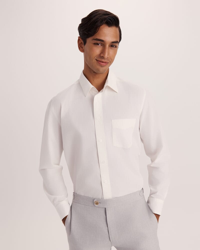 Ethan Poplin Casual Shirt in OFF WHITE