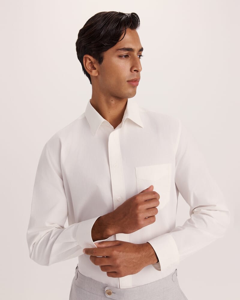 Ethan Poplin Casual Shirt in OFF WHITE