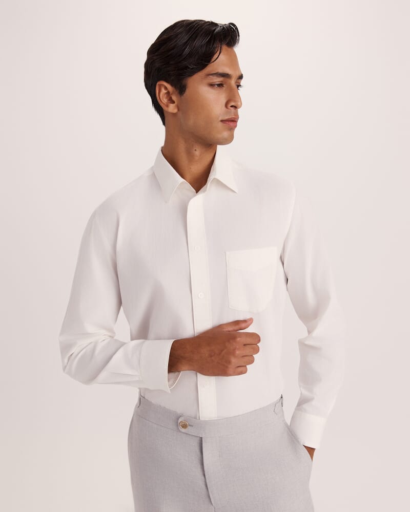 Ethan Poplin Casual Shirt in OFF WHITE