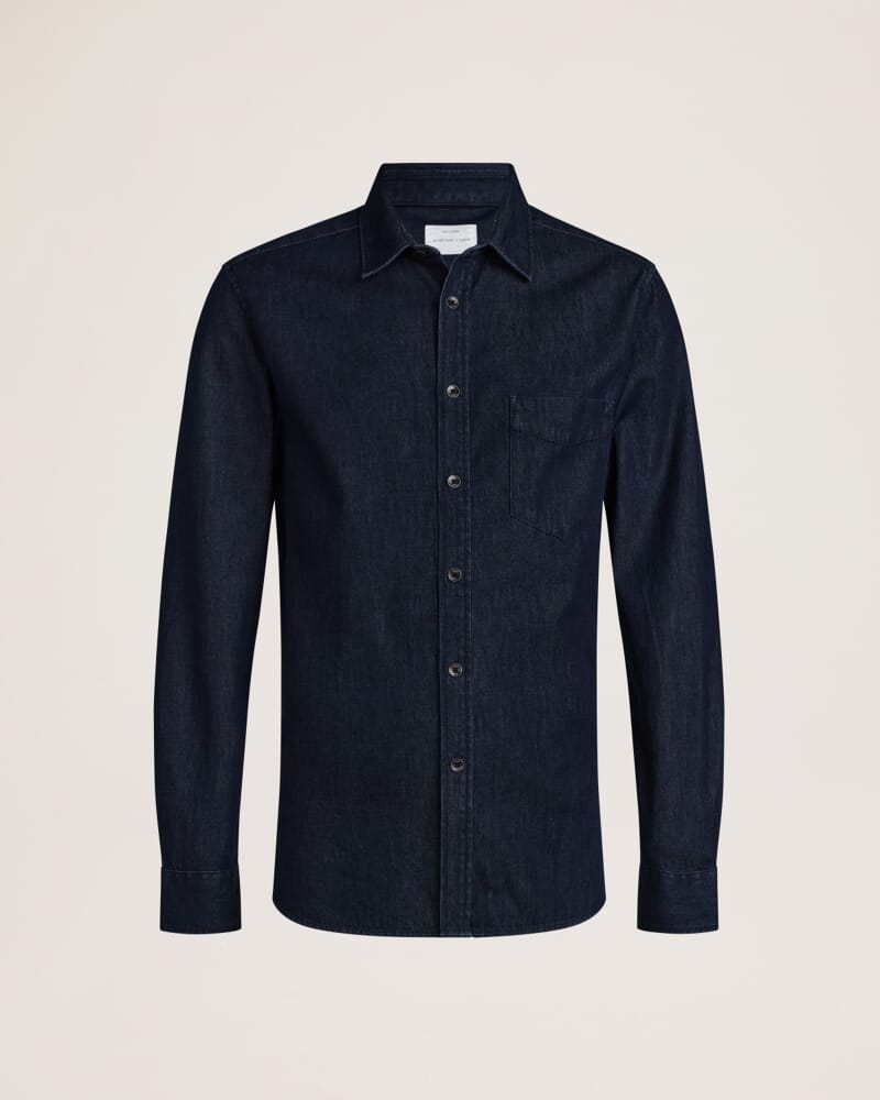 Julian Long Sleeve Denim Shirt in MID WASH