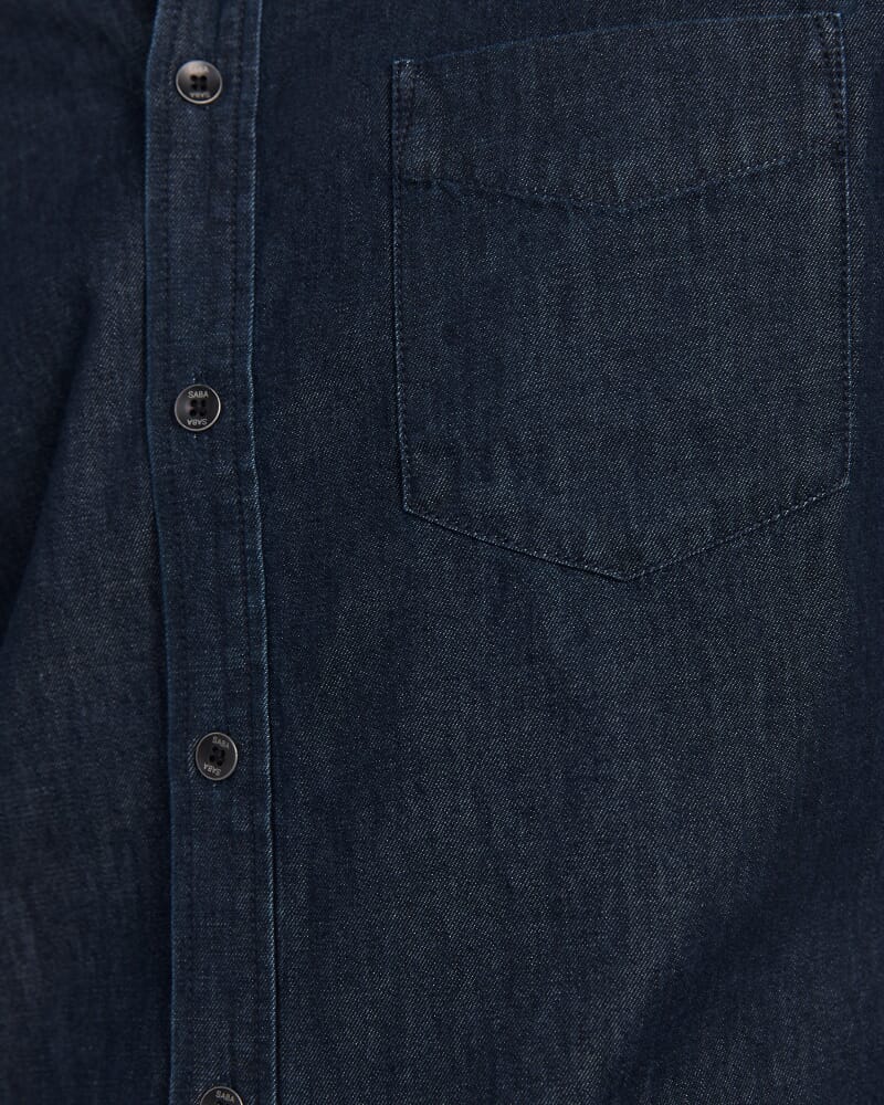 Julian Long Sleeve Denim Shirt in MID WASH