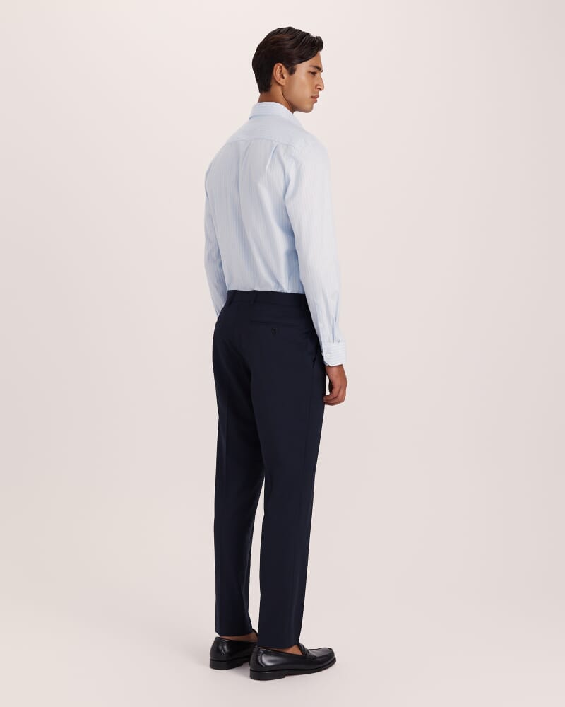 Leon Cotton Stripe Long Sleeve Classic Shirt in SKY/WHITE