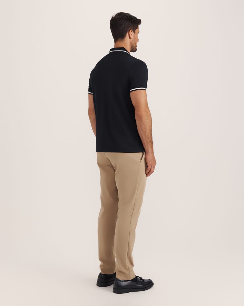 Ted Textured Cotton Polo in BLACK