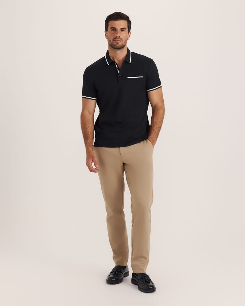 Ted Textured Cotton Polo in BLACK