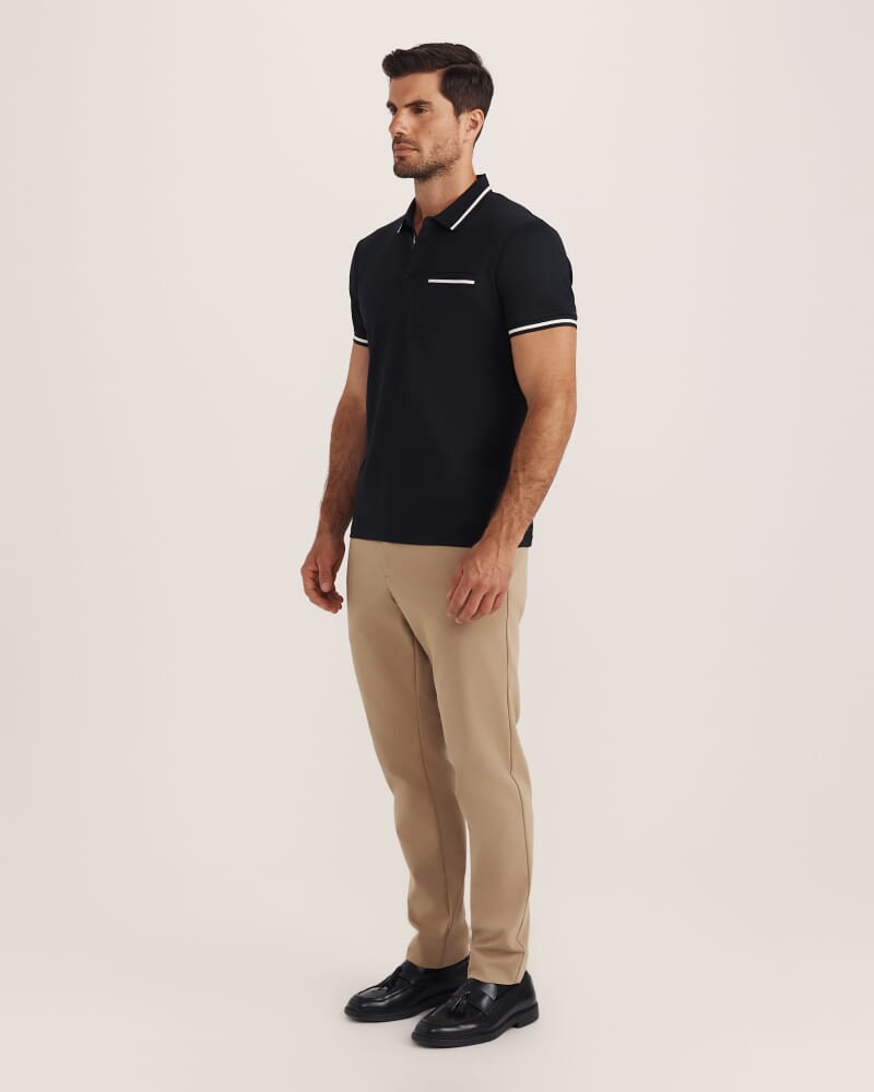 Ted Textured Cotton Polo in BLACK