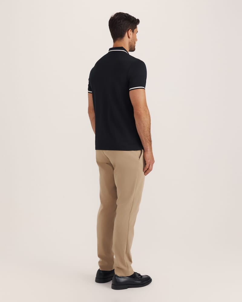 Ted Textured Cotton Polo in BLACK