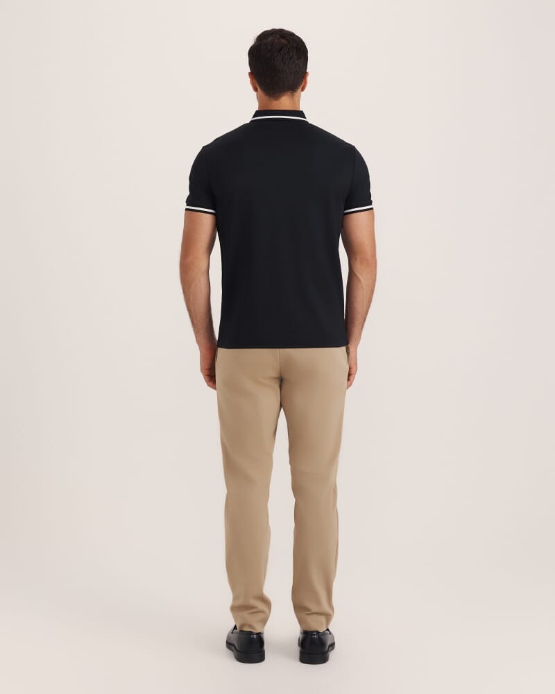 Ted Textured Cotton Polo in BLACK