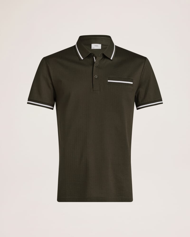 Ted Textured Cotton Polo in FATIGUE