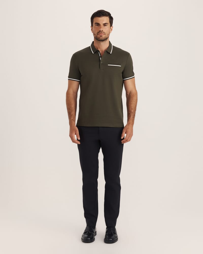 Ted Textured Cotton Polo in FATIGUE