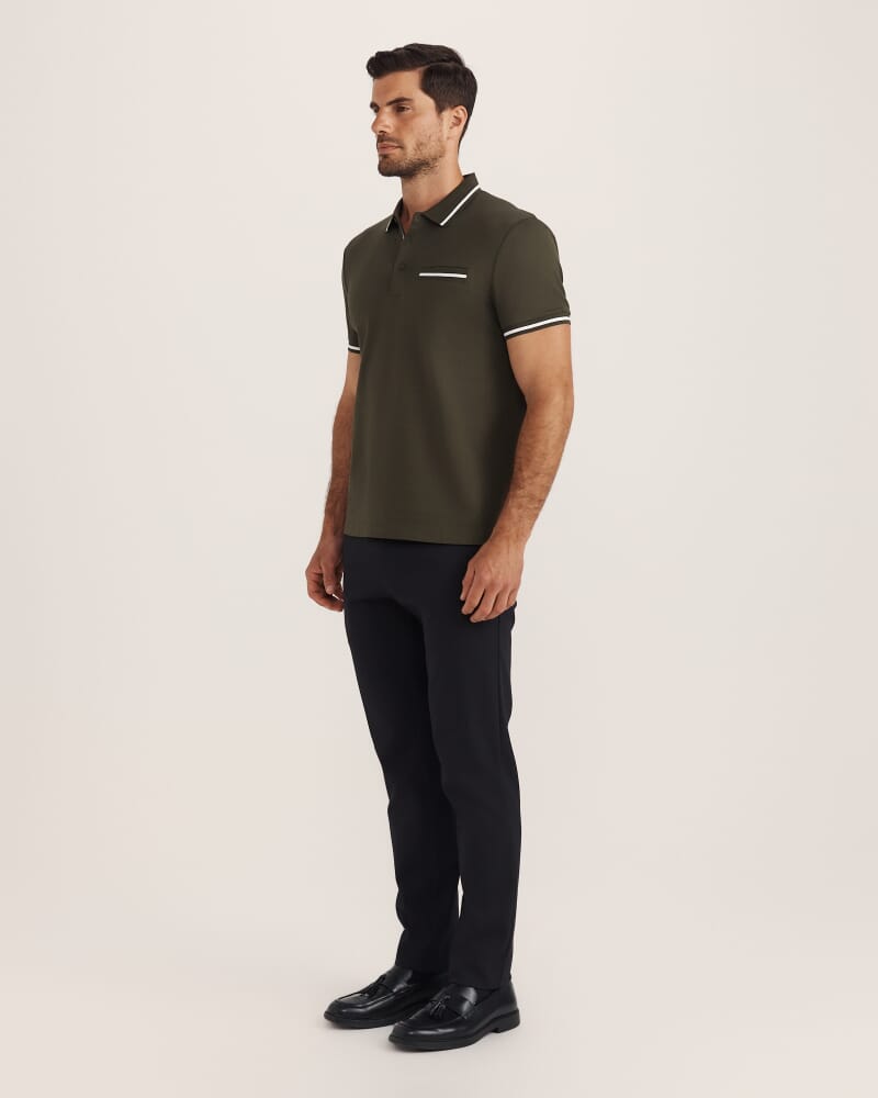 Ted Textured Cotton Polo in FATIGUE