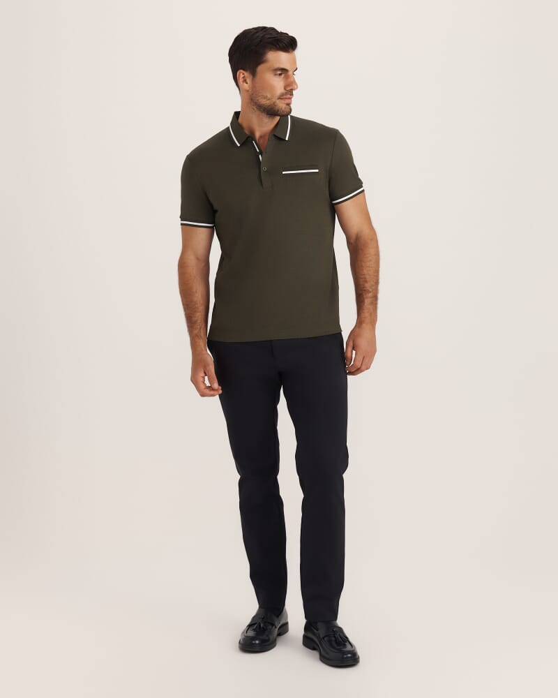 Ted Textured Cotton Polo in FATIGUE