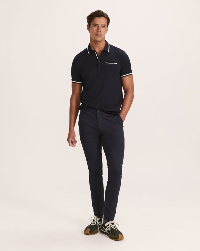 Ted Textured Cotton Polo in NAVY