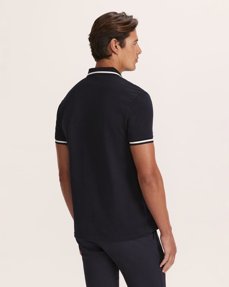 Ted Textured Cotton Polo in NAVY