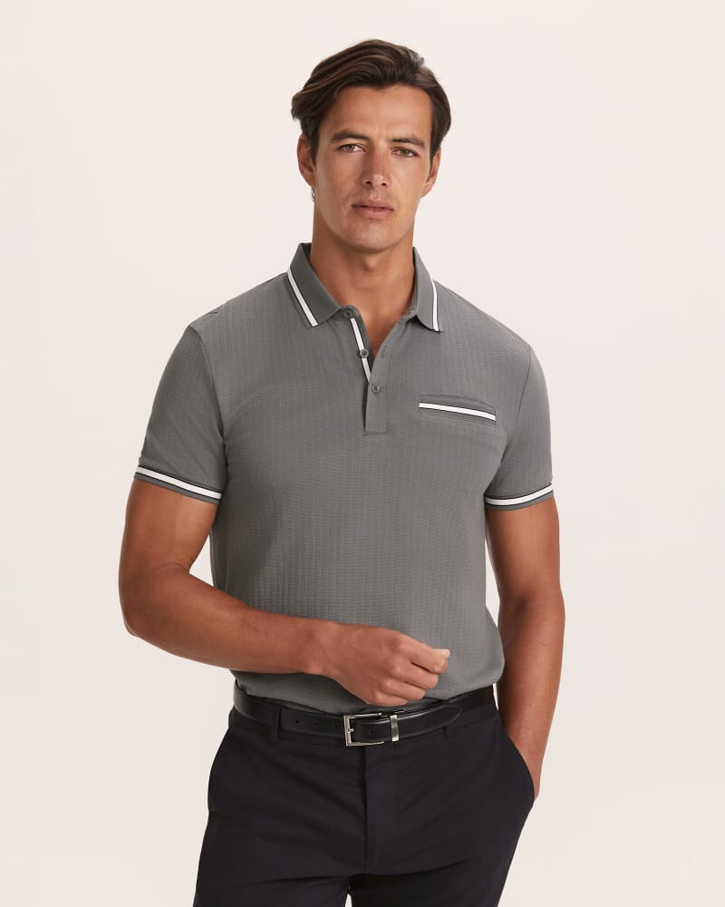 Ted Textured Cotton Polo in PETROL