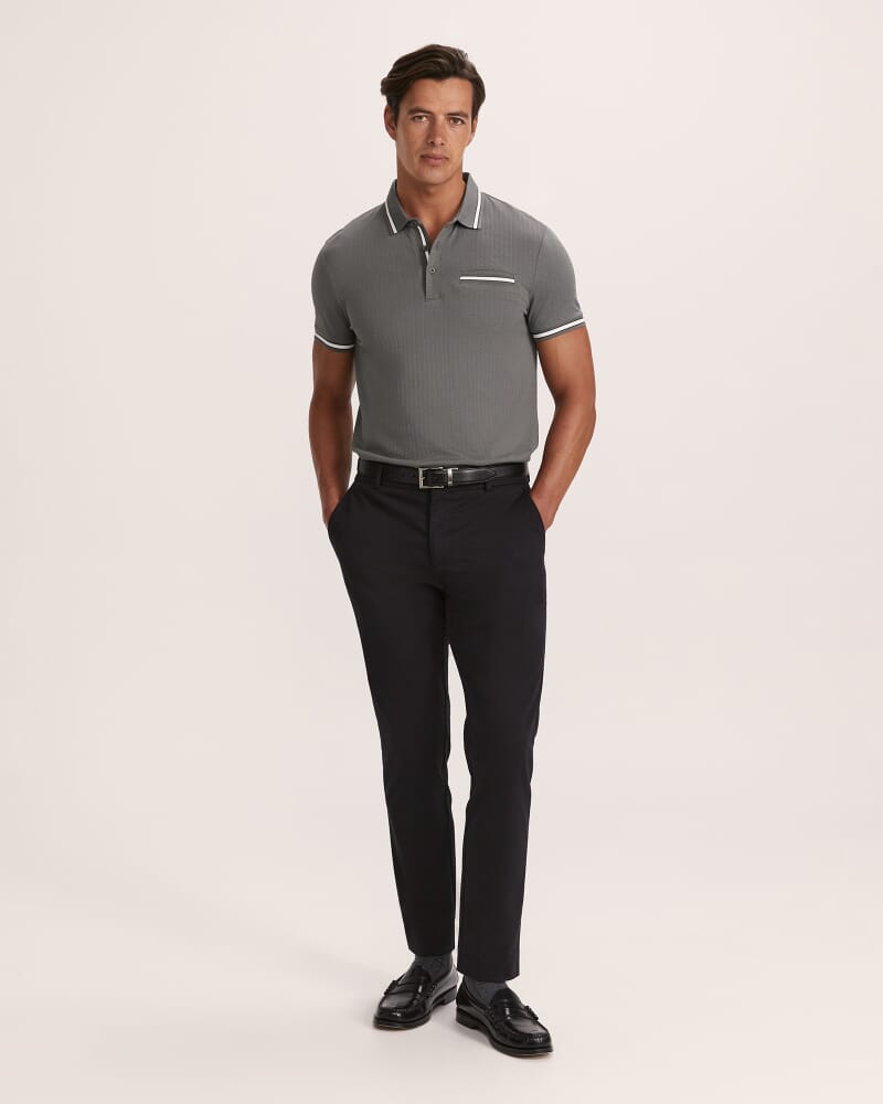 Ted Textured Cotton Polo in PETROL