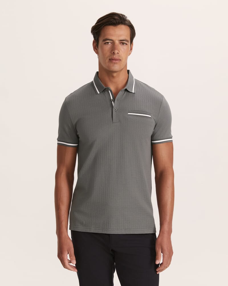 Ted Textured Cotton Polo in PETROL