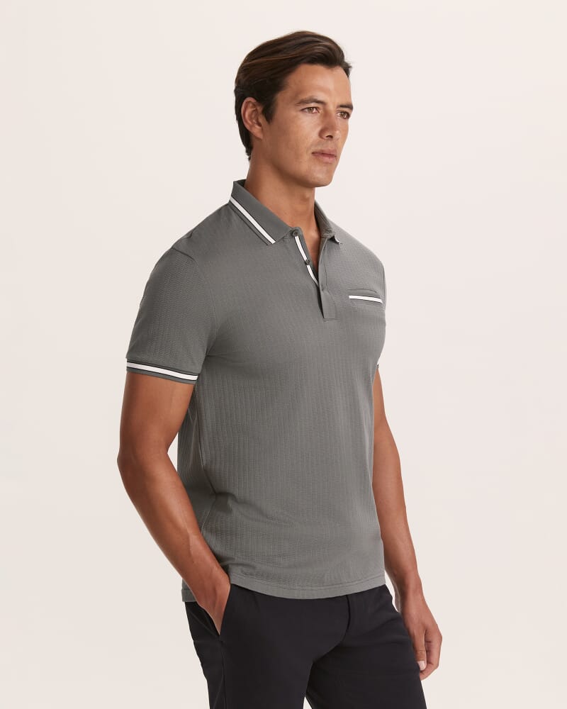 Ted Textured Cotton Polo in PETROL