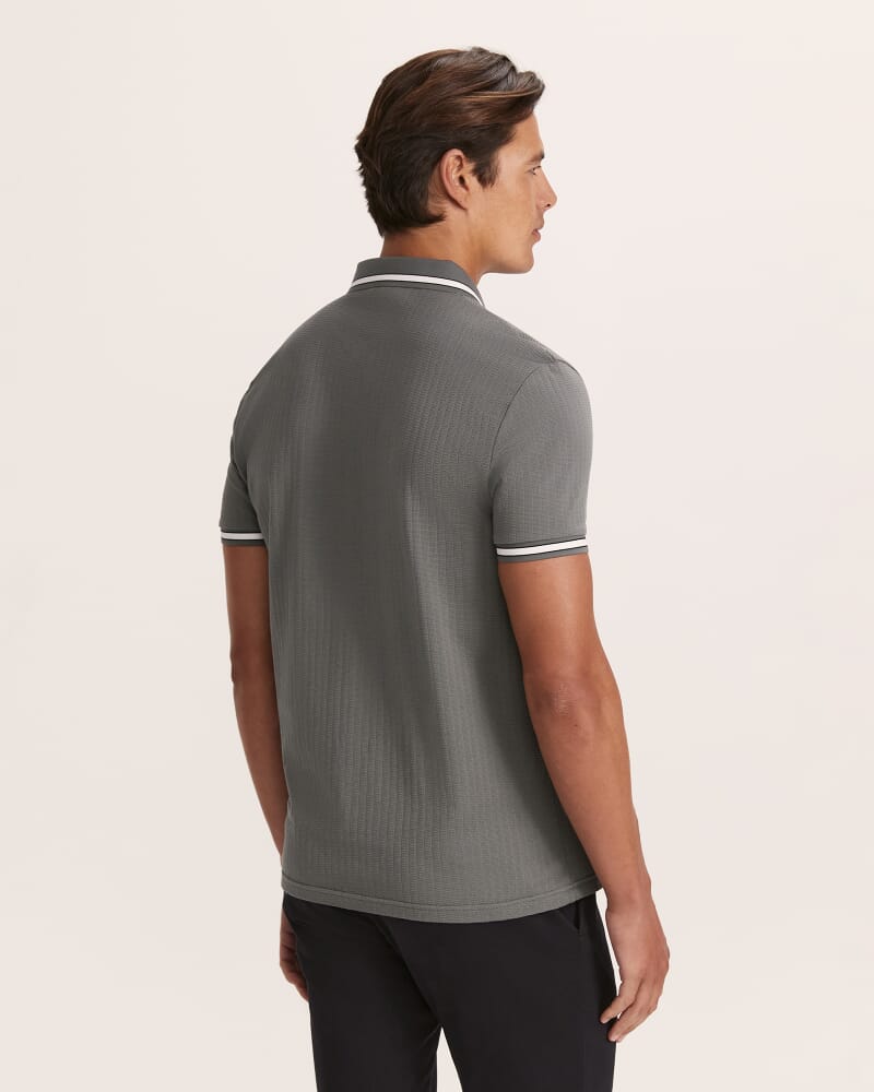 Ted Textured Cotton Polo in PETROL