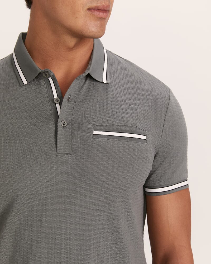 Ted Textured Cotton Polo in PETROL
