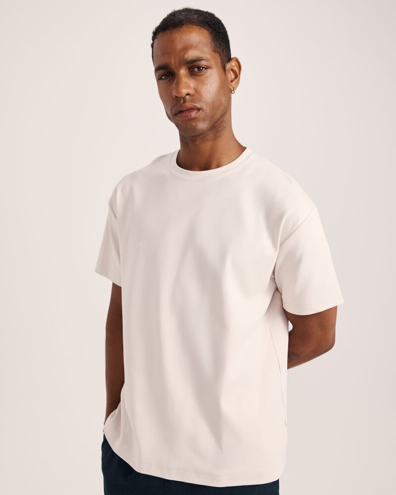 Rafe Heavyweight Cotton Rib Tee in ECRU