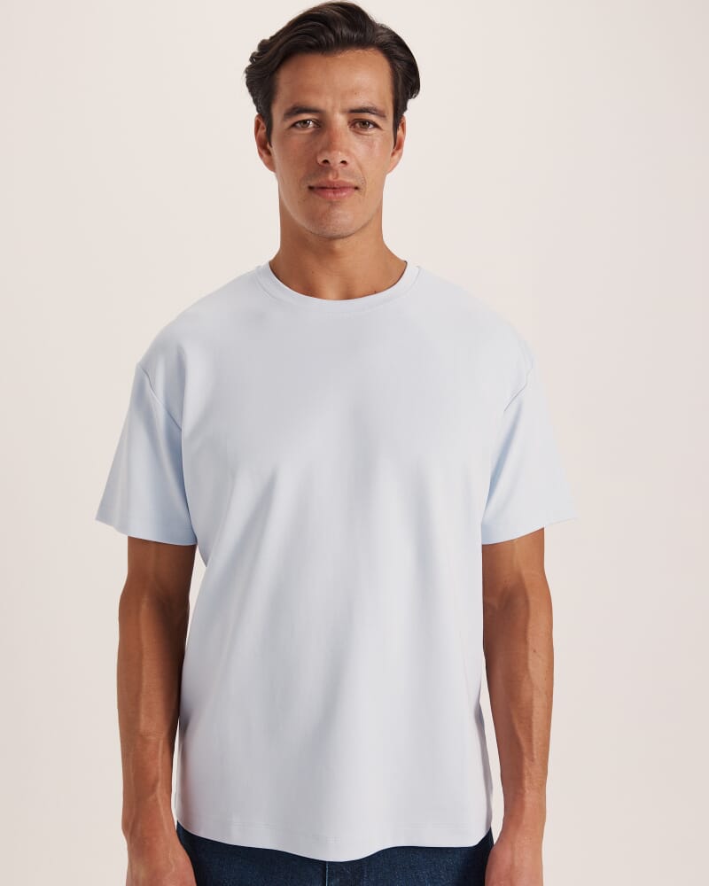 Rafe Heavyweight Cotton Rib Tee in ICE BLUE