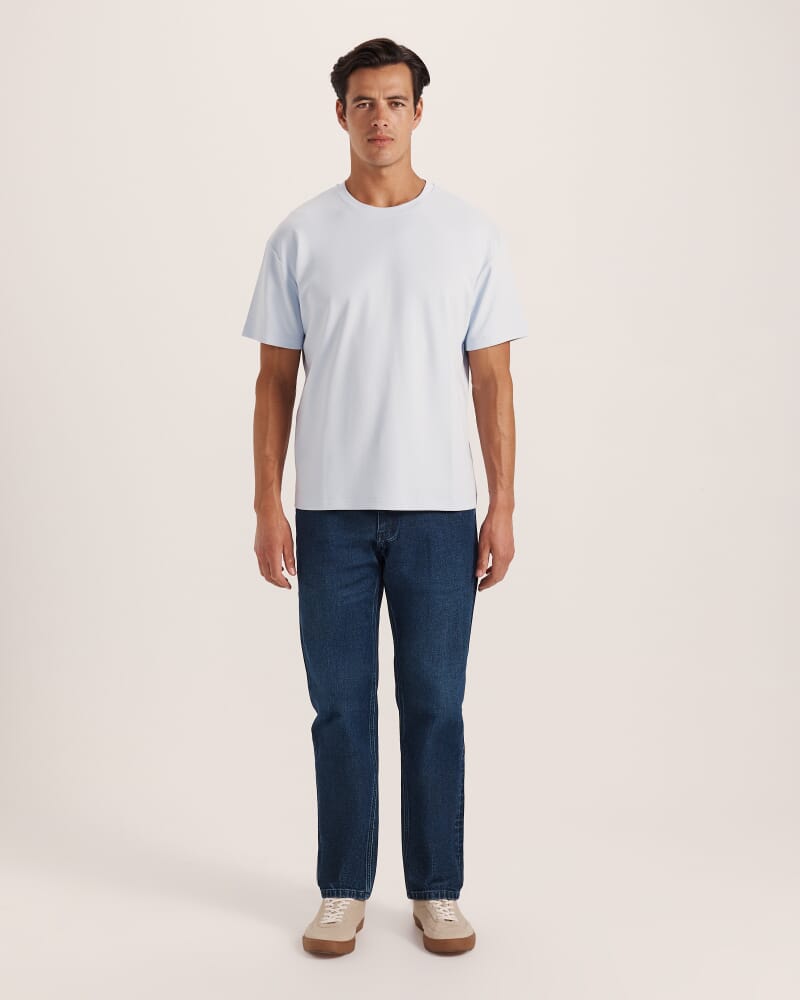 Rafe Heavyweight Cotton Rib Tee in ICE BLUE