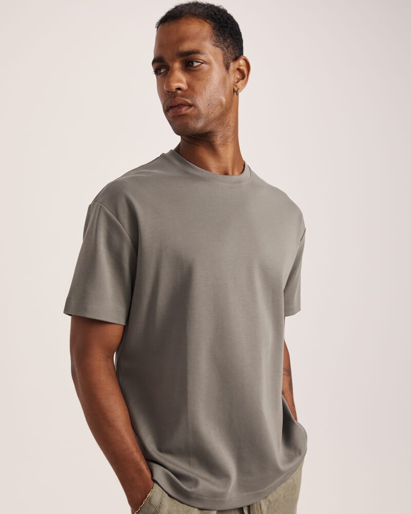 Rafe Heavyweight Cotton Rib Tee in KHAKI