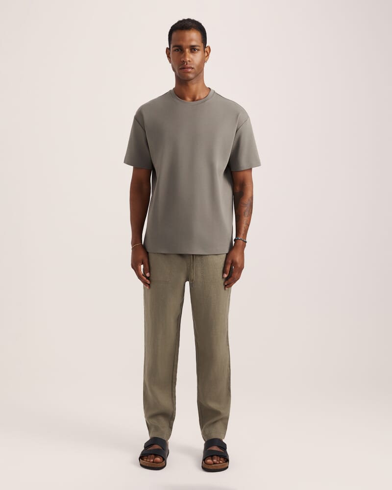 Rafe Heavyweight Cotton Rib Tee in KHAKI