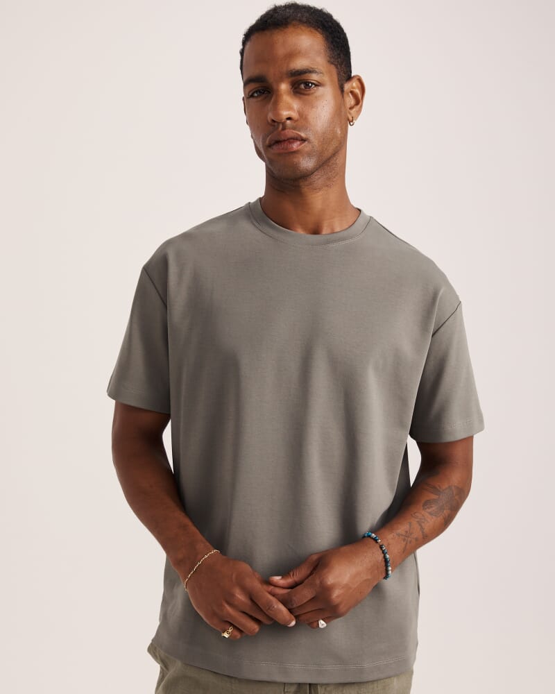 Rafe Heavyweight Cotton Rib Tee in KHAKI