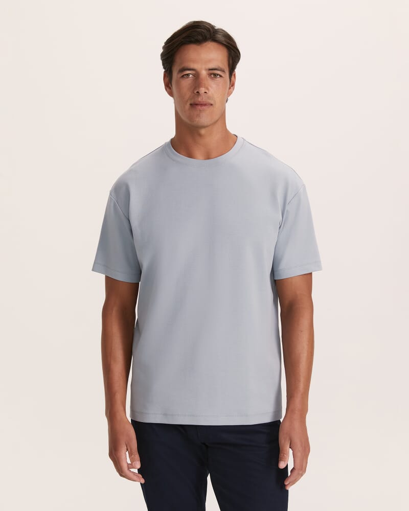 Rafe Heavyweight Cotton Rib Tee in PALE BLUE