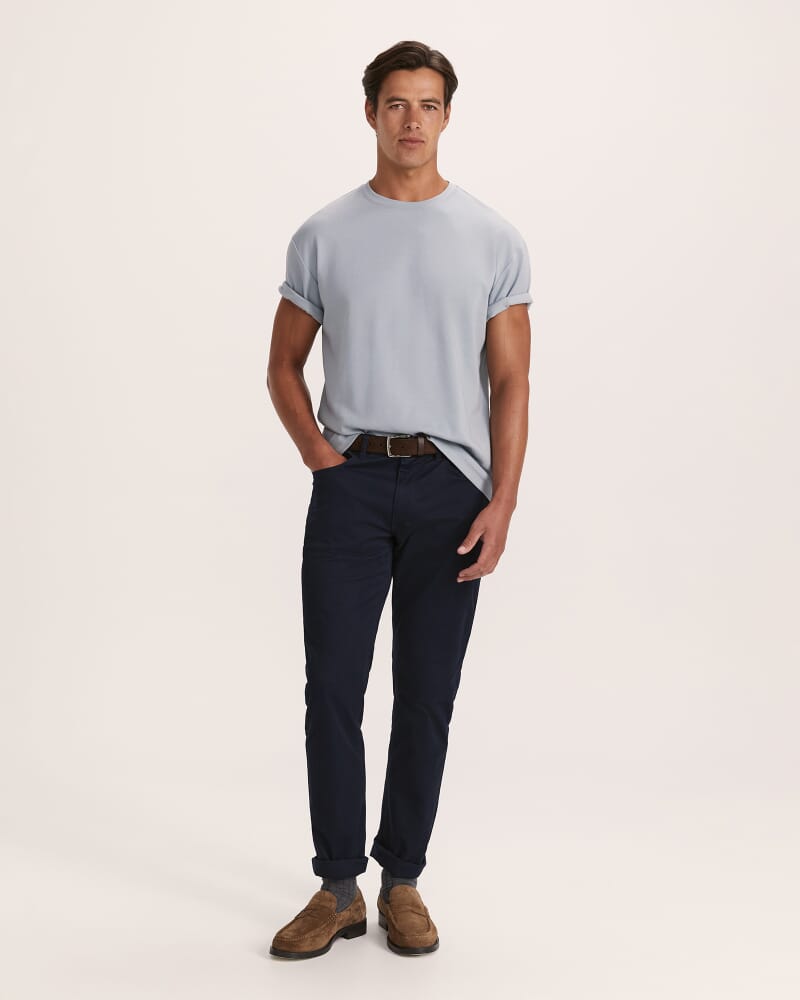 Rafe Heavyweight Cotton Rib Tee in PALE BLUE