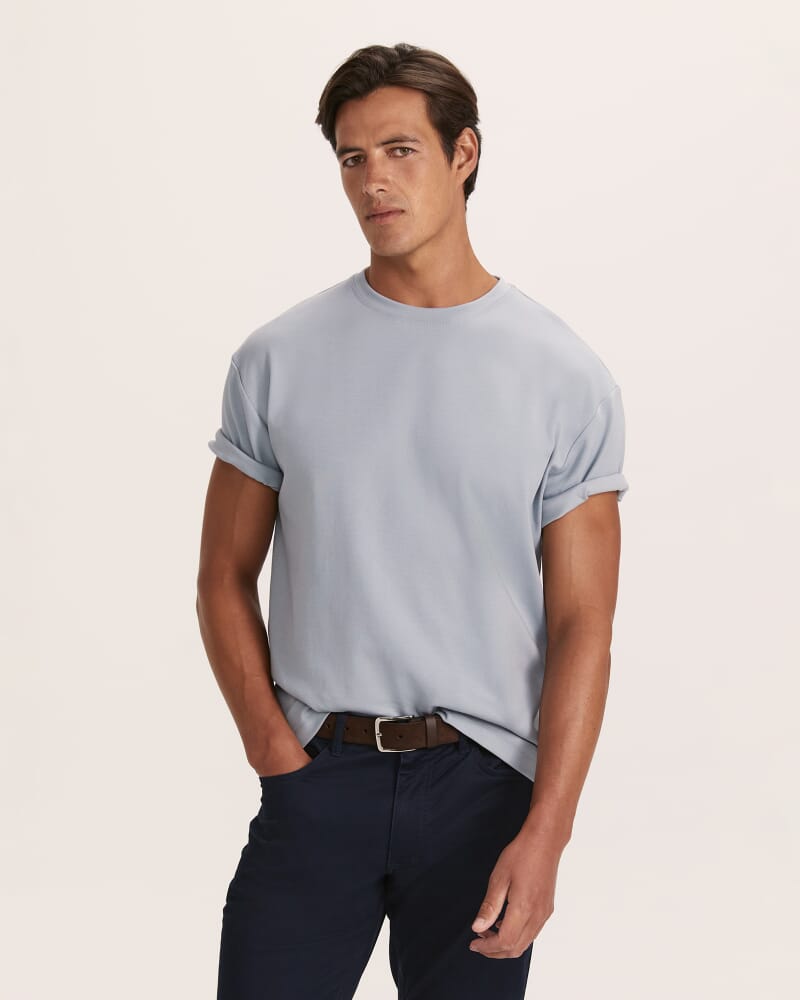 Rafe Heavyweight Cotton Rib Tee in PALE BLUE