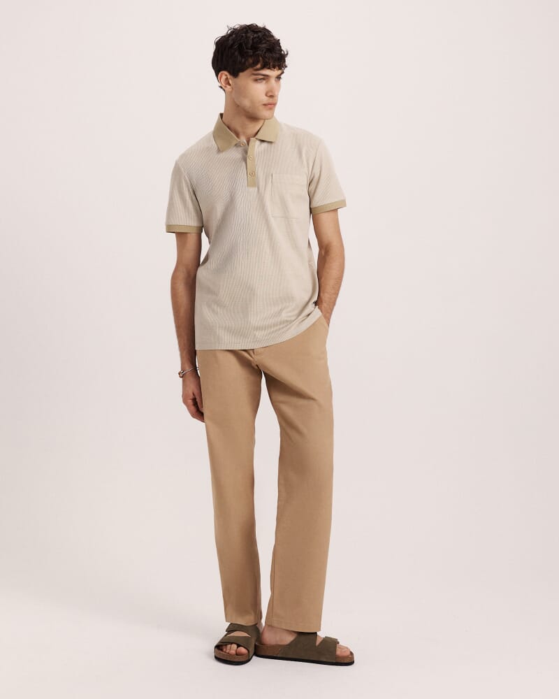 Phoenix Cotton Polo in LIGHT KHAKI