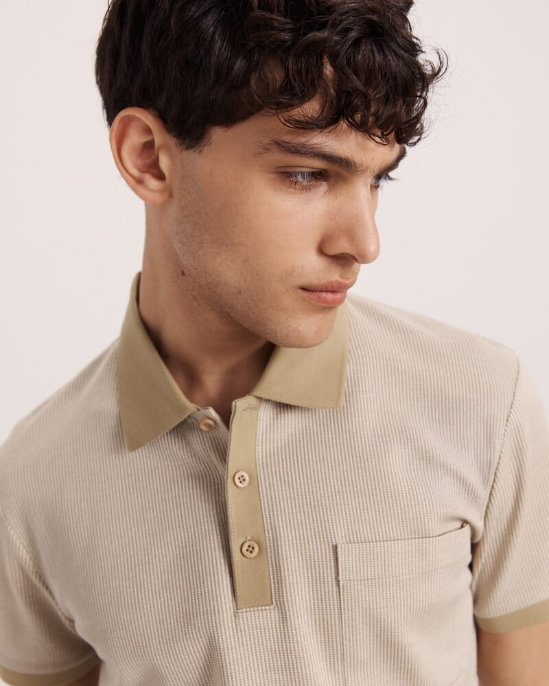 Phoenix Cotton Polo in LIGHT KHAKI