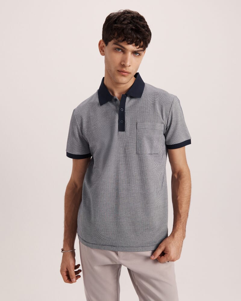 Phoenix Cotton Polo in NAVY/WHITE