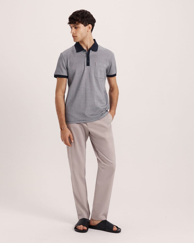 Phoenix Cotton Polo in NAVY/WHITE