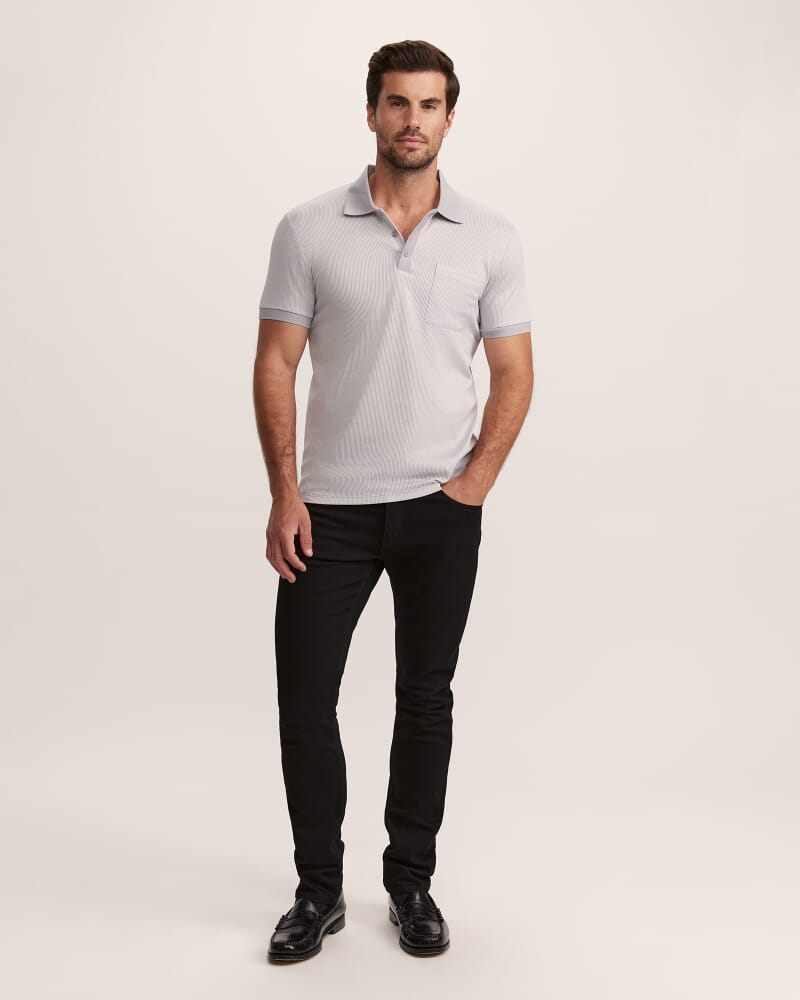 Phoenix Cotton Polo in SILVER/WHITE