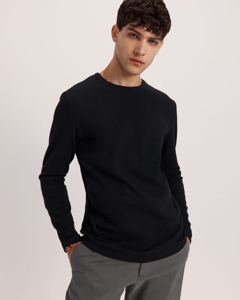 Murphy Long Sleeve Cotton Tee in BLACK