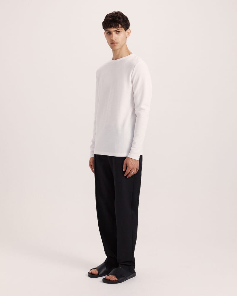 Murphy Long Sleeve Cotton Tee in OFF WHITE