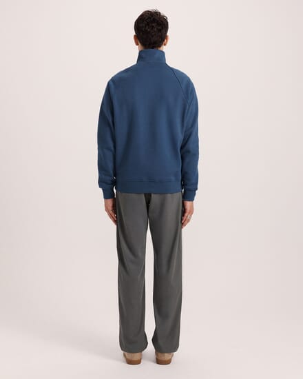 Farrow Quarter Zip Cotton Sweat in STEEL BLUE