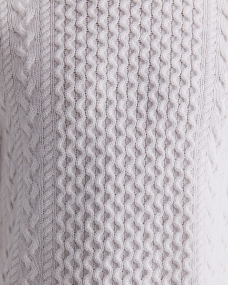 Claude Cable Merino Crew Knit in CHALK