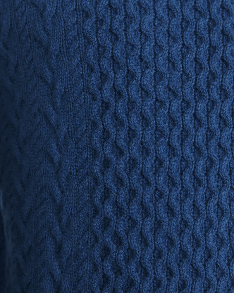 Claude Cable Merino Crew Knit in MARINE