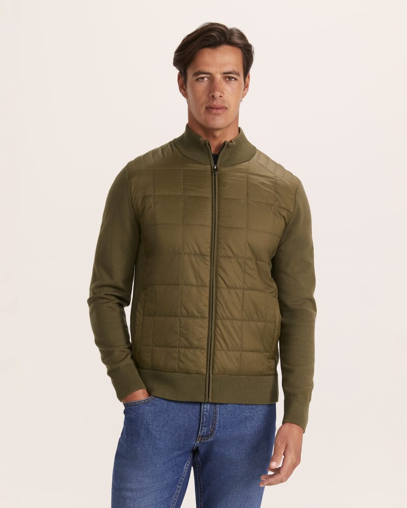 Ross Padded Merino Wool Jacket in OLIVE
