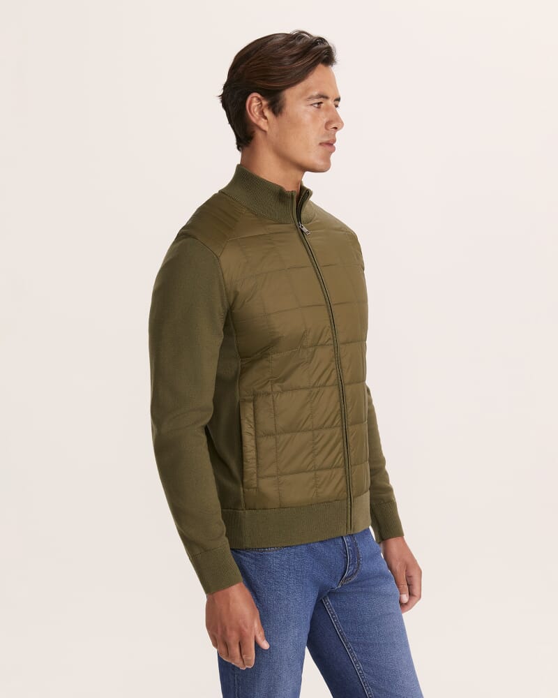 Ross Padded Merino Wool Jacket in OLIVE