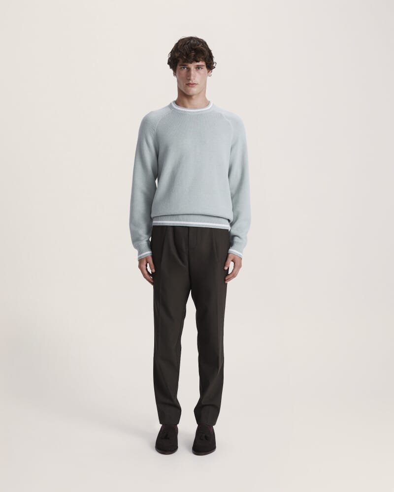 Soren Cotton Cashmere Crew in EUCALYPT