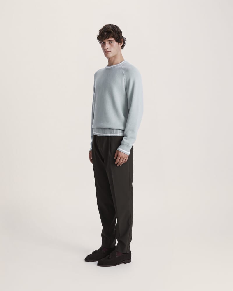 Soren Cotton Cashmere Crew in EUCALYPT