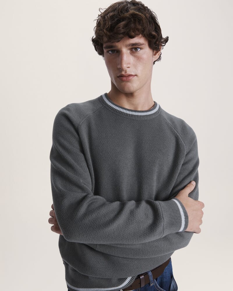 Soren Cotton Cashmere Crew in PETROL