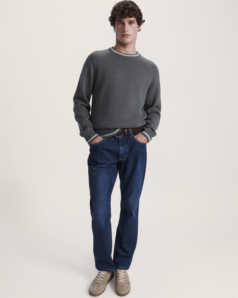 Soren Cotton Cashmere Crew in PETROL